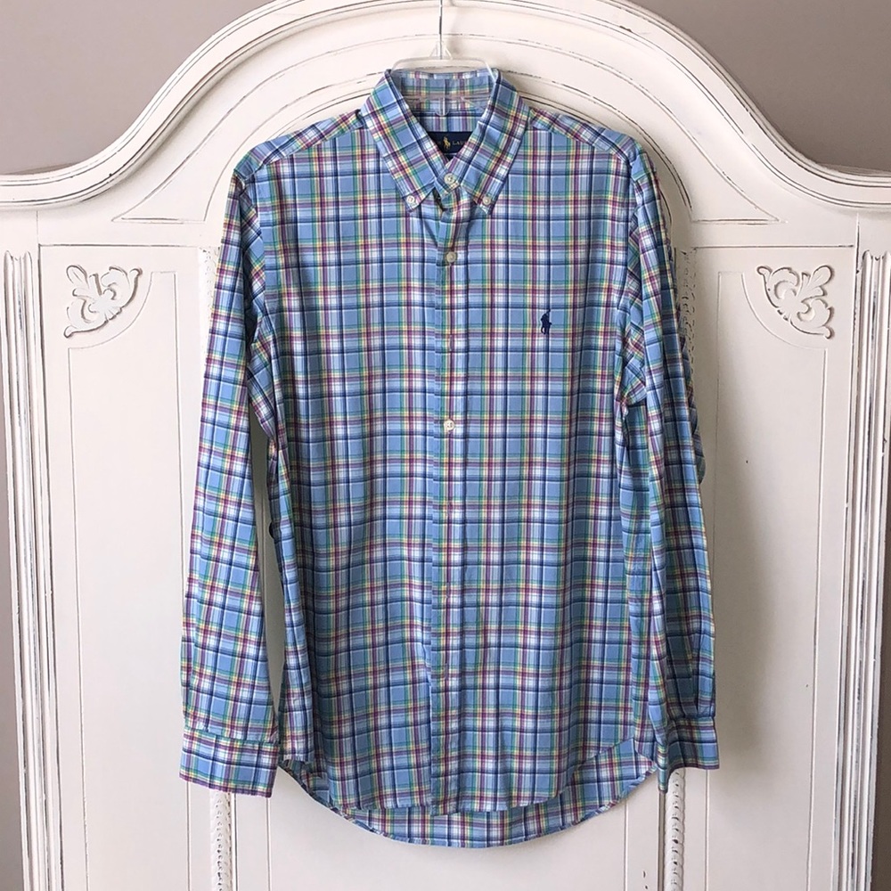 Ralph Lauren Blue Plaid Button Down Shirt